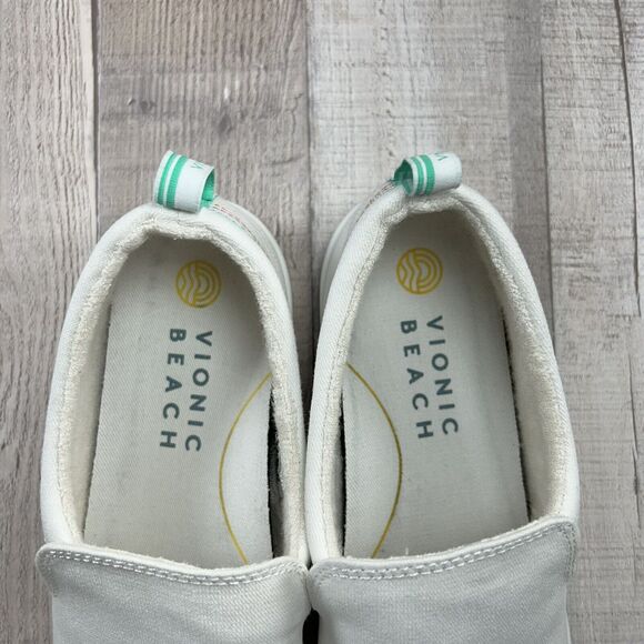 Vionic Beach Marshall Womens 7.5 Canvas Slip On Sneaker Flats Casual Shoes White - Picture 10 of 14